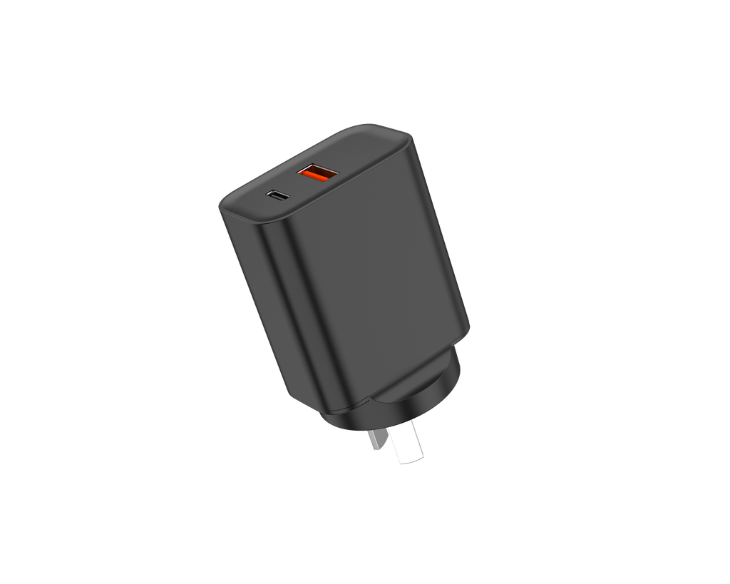 65W PD Fast Charger AU Plug, Dual Port USB-C + USB-A Wall Charger for Laptops, iPhone & Samsung