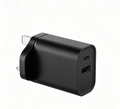 65W PD Fast Charger UK Plug, Dual Port USB-C + USB-A Wall Charger for Laptops, iPhone & Samsung