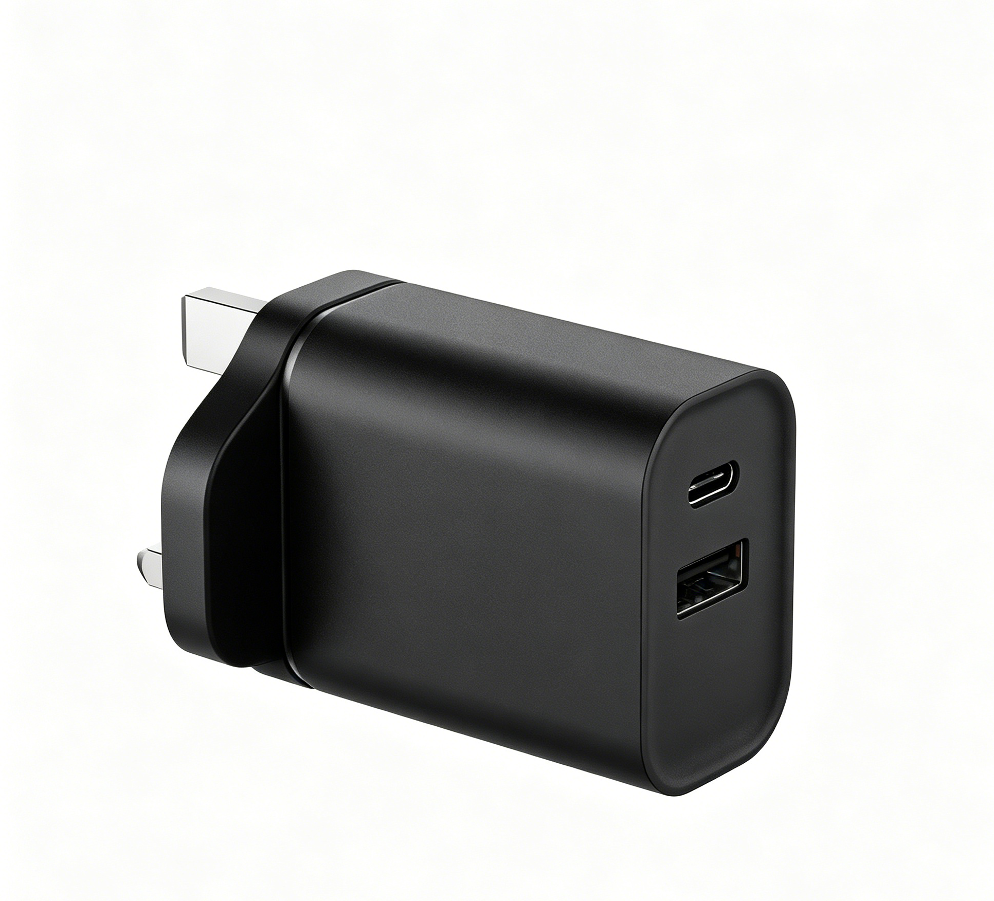 65W PD Fast Charger UK Plug, Dual Port USB-C + USB-A Wall Charger for Laptops, iPhone & Samsung