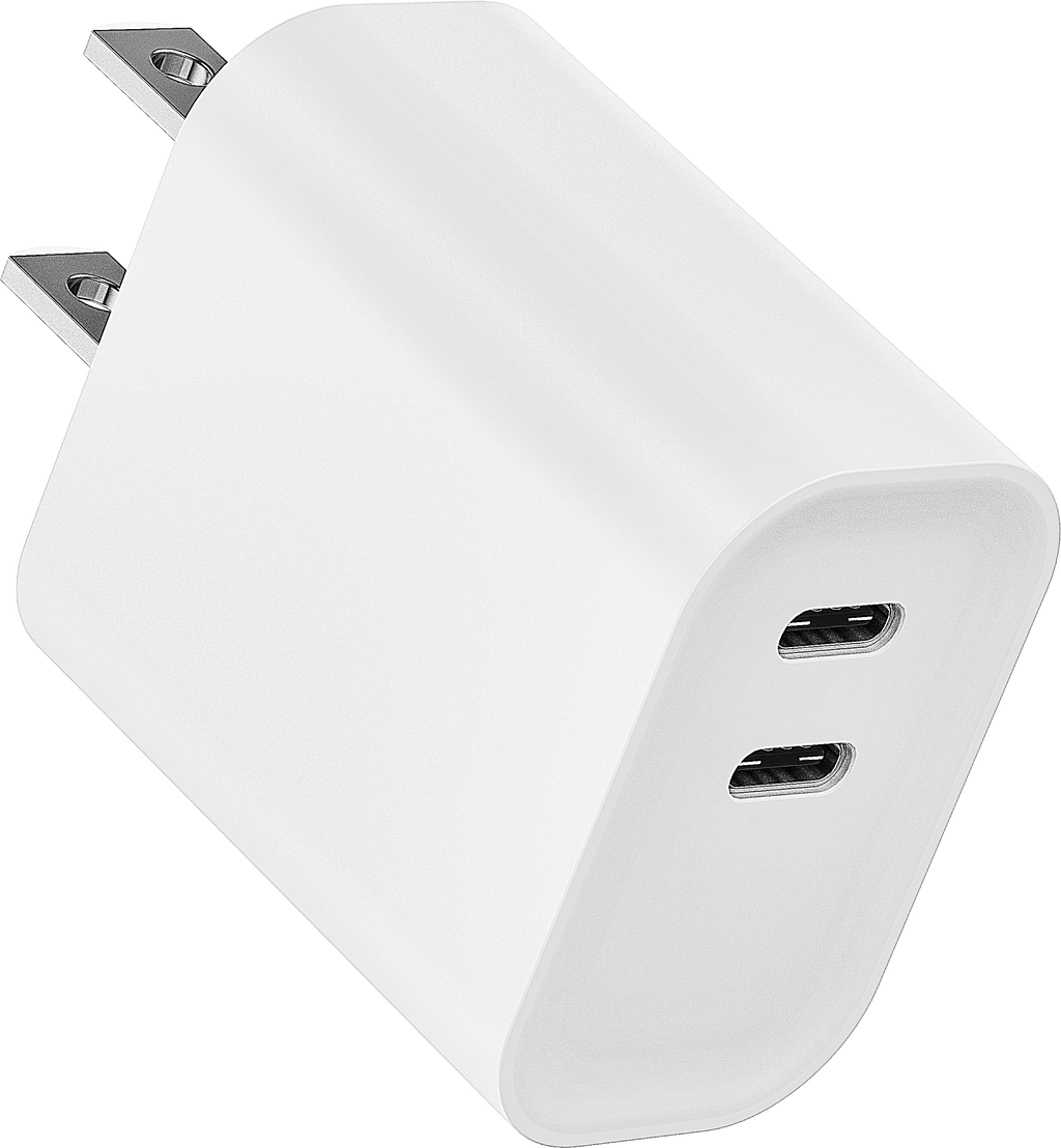 45W PD Fast Charger US Plug, Dual USB-C Port Wall Charger for iPhone & Samsung