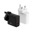 65W GaN PD Fast Charger UK Plug, 3-Port (2x USB-C + USB-A) Wall Charger for Laptops, iPhone & Samsung