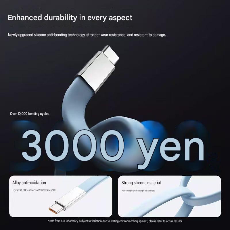 240W USB-C to USB-C Fast Charging Cable, Flat Silicone Charger Cord for Phones & Laptops