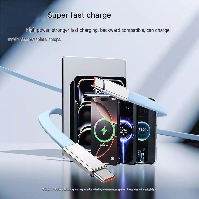 240W USB-C to USB-C Fast Charging Cable, Flat Silicone Charger Cord for Phones & Laptops