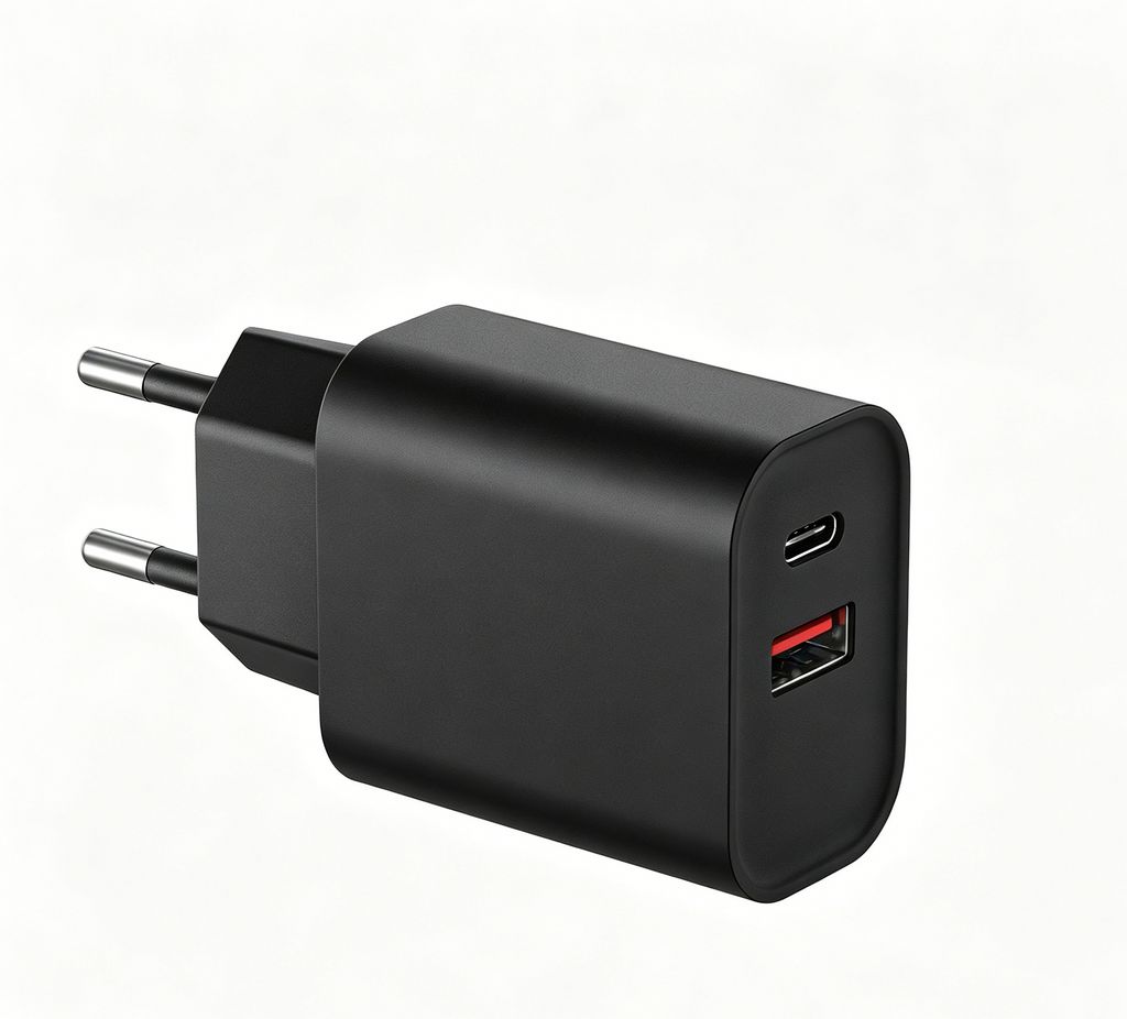 65W PD Fast Charger EU Plug, Dual Port USB-C + USB-A Wall Charger for Laptops, iPhone & Samsung