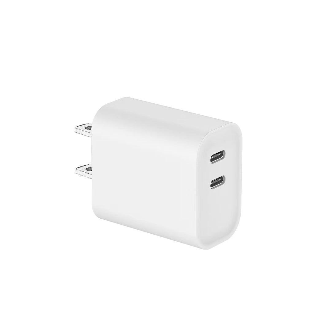 35W PD Fast Charger US Plug, Dual USB-C Port Wall Charger for iPhone & Samsung