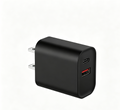 65W PD Fast Charger US Plug, Dual Port USB-C + USB-A Wall Charger for Laptops, iPhone & Samsung