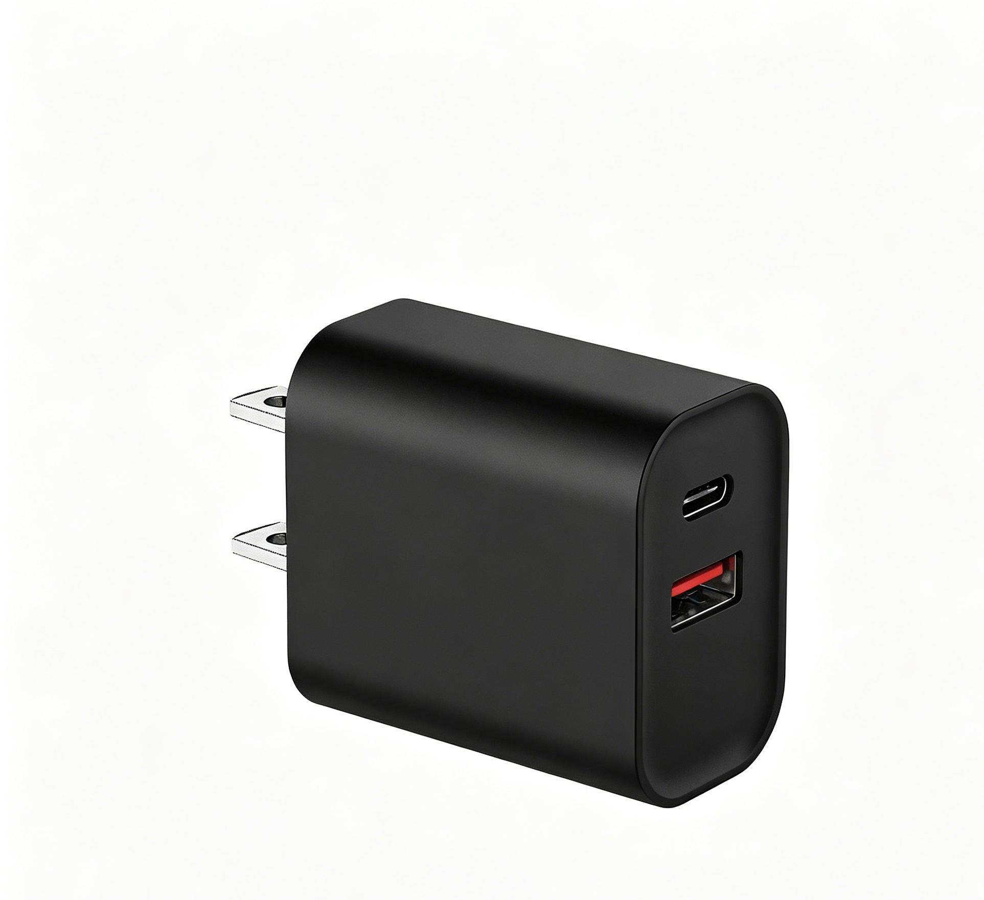 65W PD Fast Charger US Plug, Dual Port USB-C + USB-A Wall Charger for Laptops, iPhone & Samsung