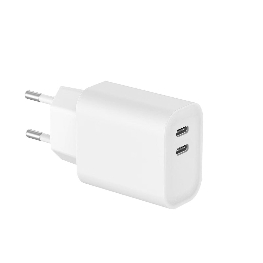 35W PD Fast Charger EU Plug, Dual USB-C Port Wall Charger for iPhone & Samsung