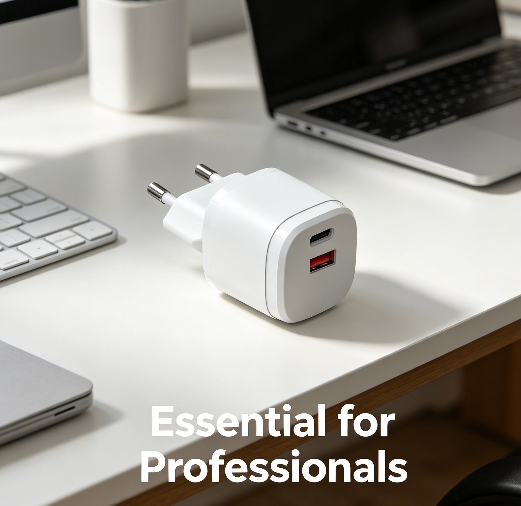 18W PD Fast Charger EU Plug, Dual Port USB-C + USB-A Wall Charger for iPhone & Samsung