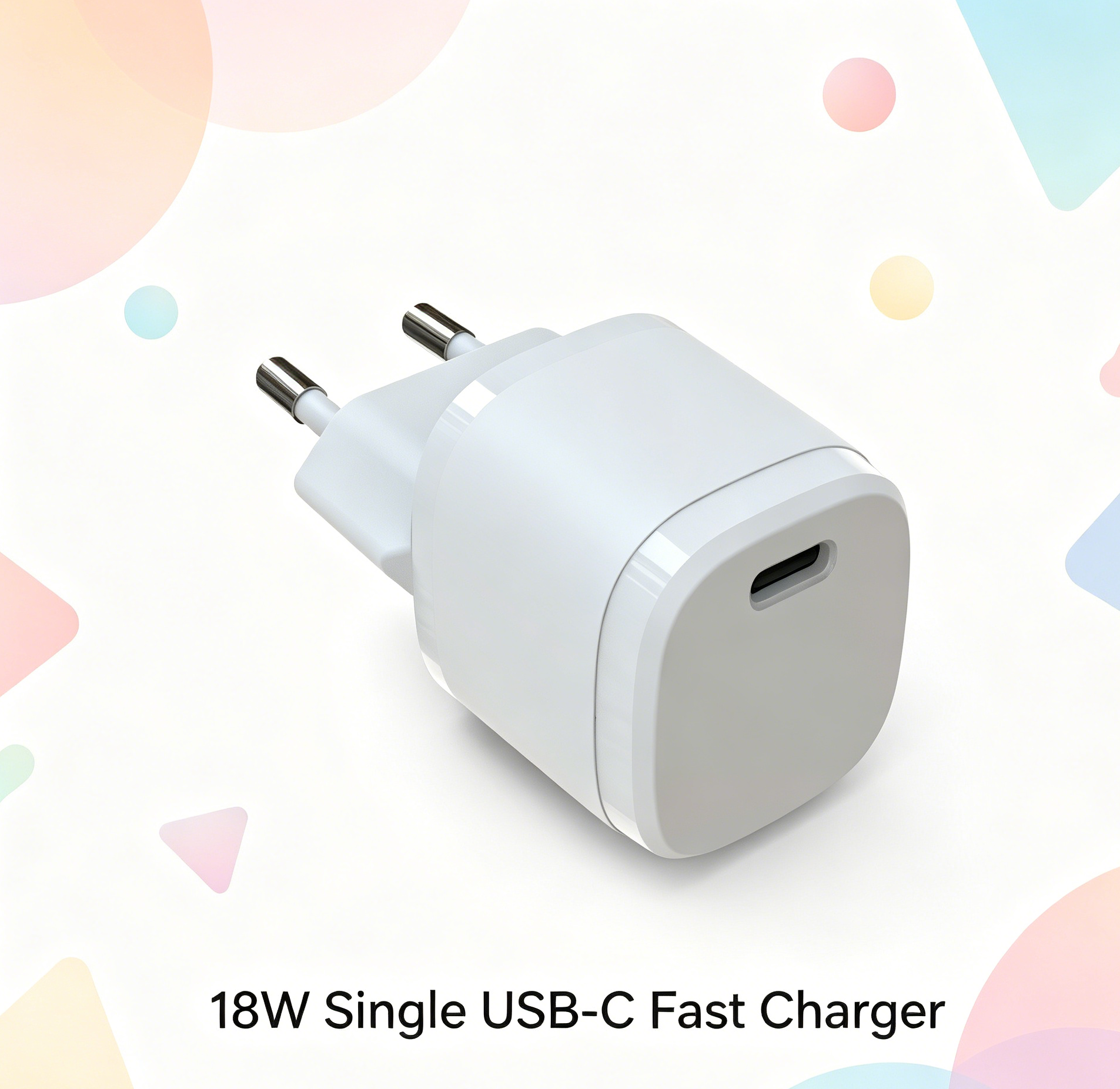 18W PD Fast Charger EU Plug, Single Port USB-C Wall Charger for iPhone & Samsung