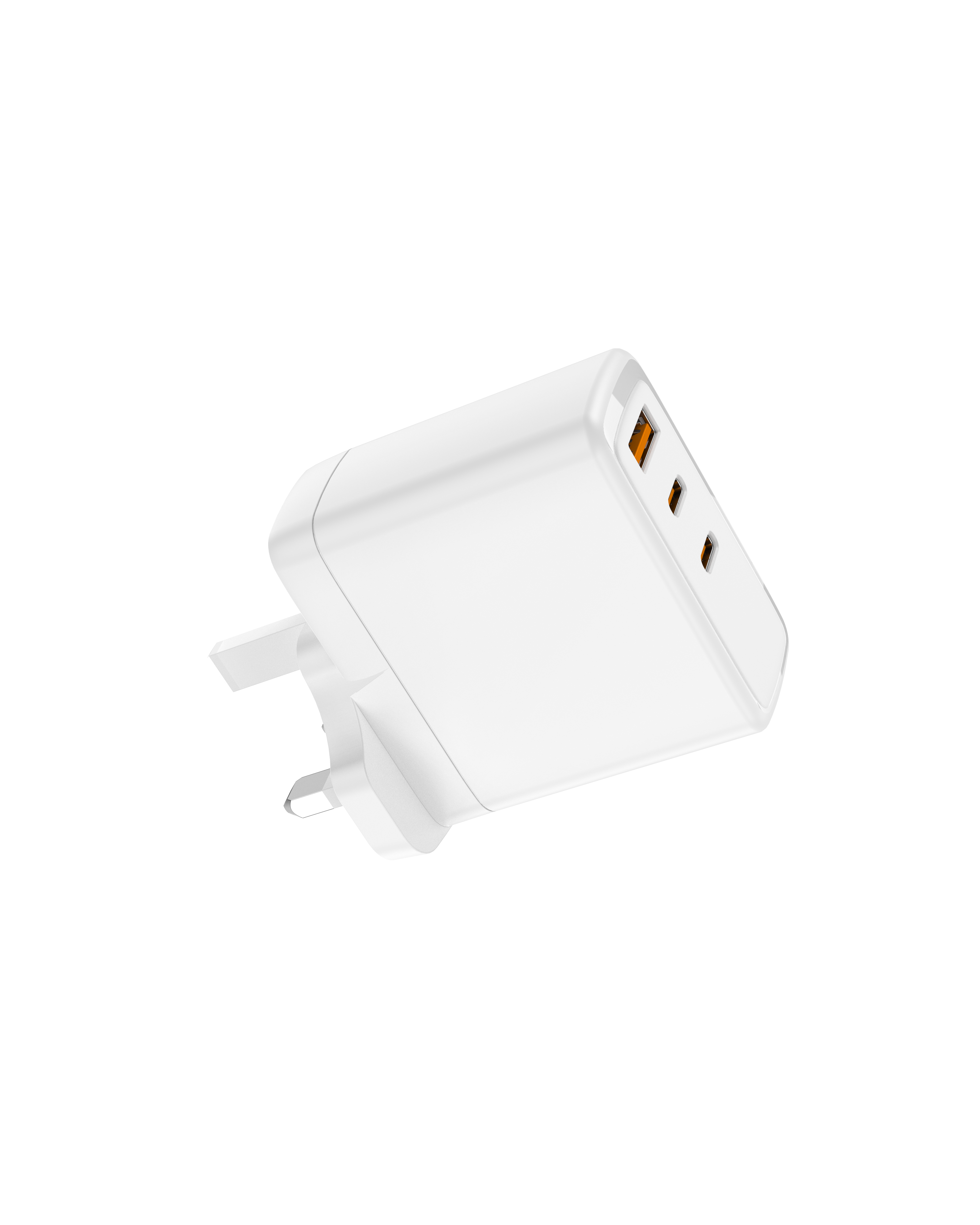 65W PD Fast Charger UK Plug, 3-Port 2C1A Wall Charger for Laptops & Phones