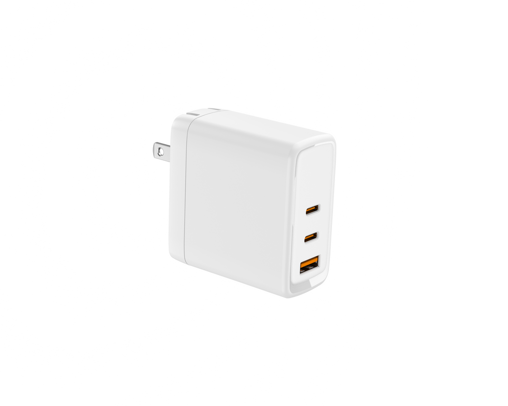 65W PD Fast Charger US Plug, 3-Port 2C1A Wall Charger for Laptops & Phones