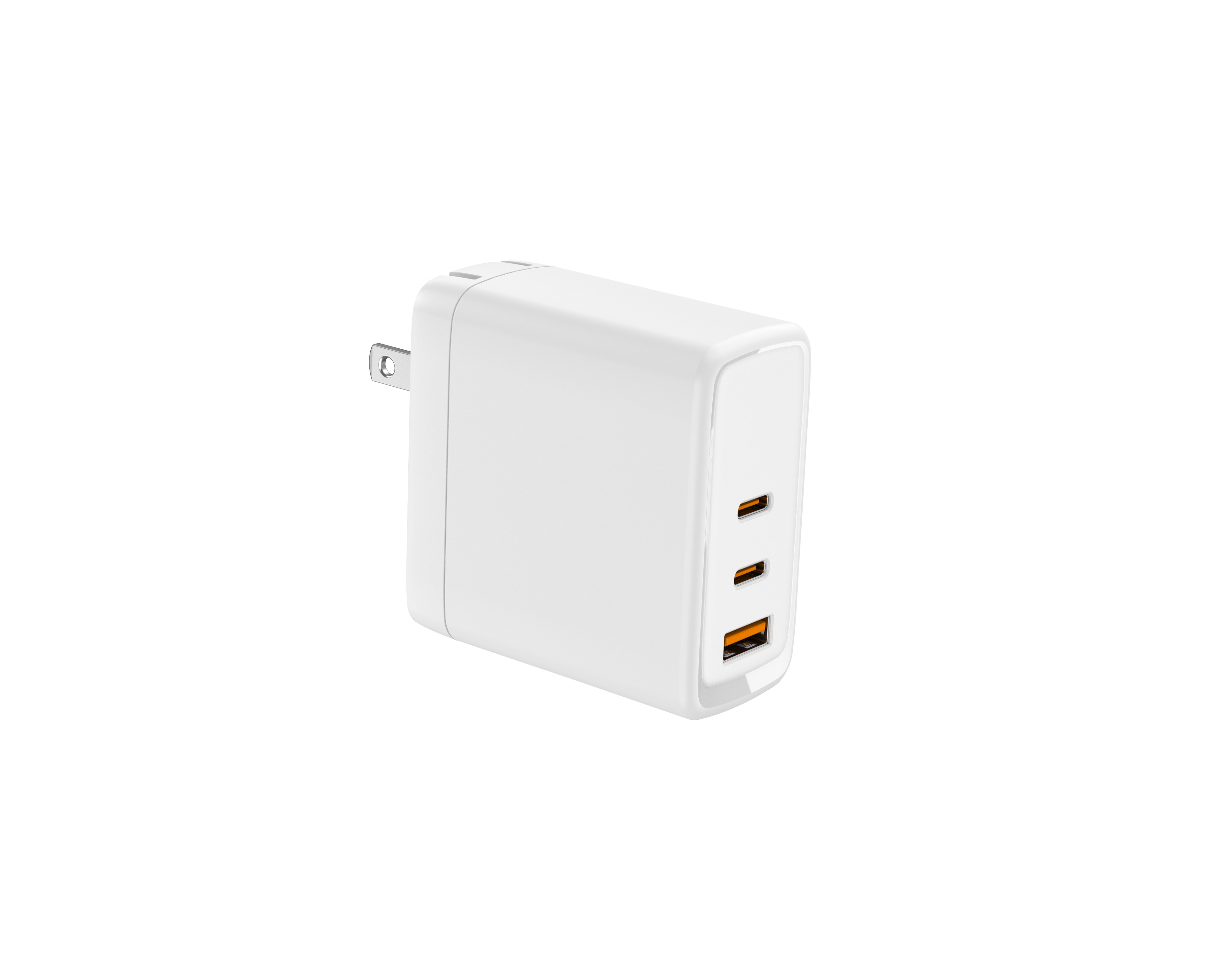 65W PD Fast Charger US Plug, 3-Port 2C1A Wall Charger for Laptops & Phones