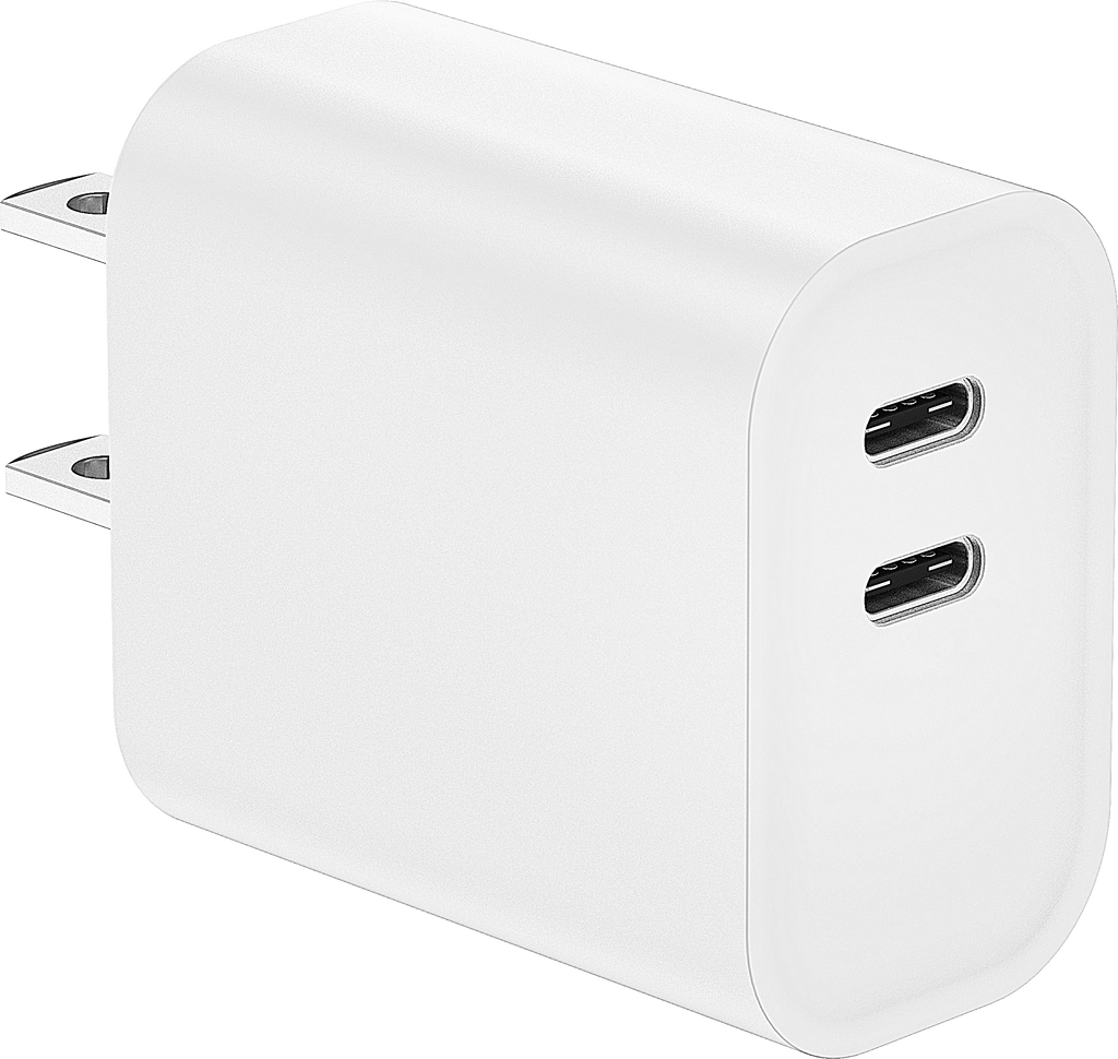 45W PD Fast Charger US Plug, Dual USB-C Port Wall Charger for iPhone & Samsung