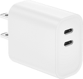 45W PD Fast Charger US Plug, Dual USB-C Port Wall Charger for iPhone & Samsung