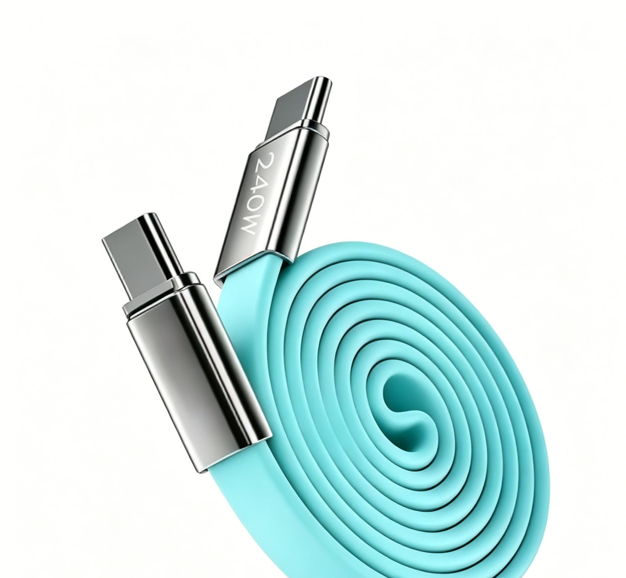 240W USB-C to USB-C Fast Charging Cable, Flat Silicone Charger Cord for Phones & Laptops
