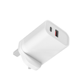 35W PD Fast Charger UK Plug, Dual Port USB-C + USB-A Wall Charger for iPhone & Samsung