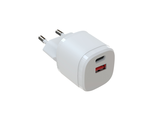 20W PD Fast Charger EU Plug, Dual Port USB-C + USB-A Wall Charger for iPhone & Samsung