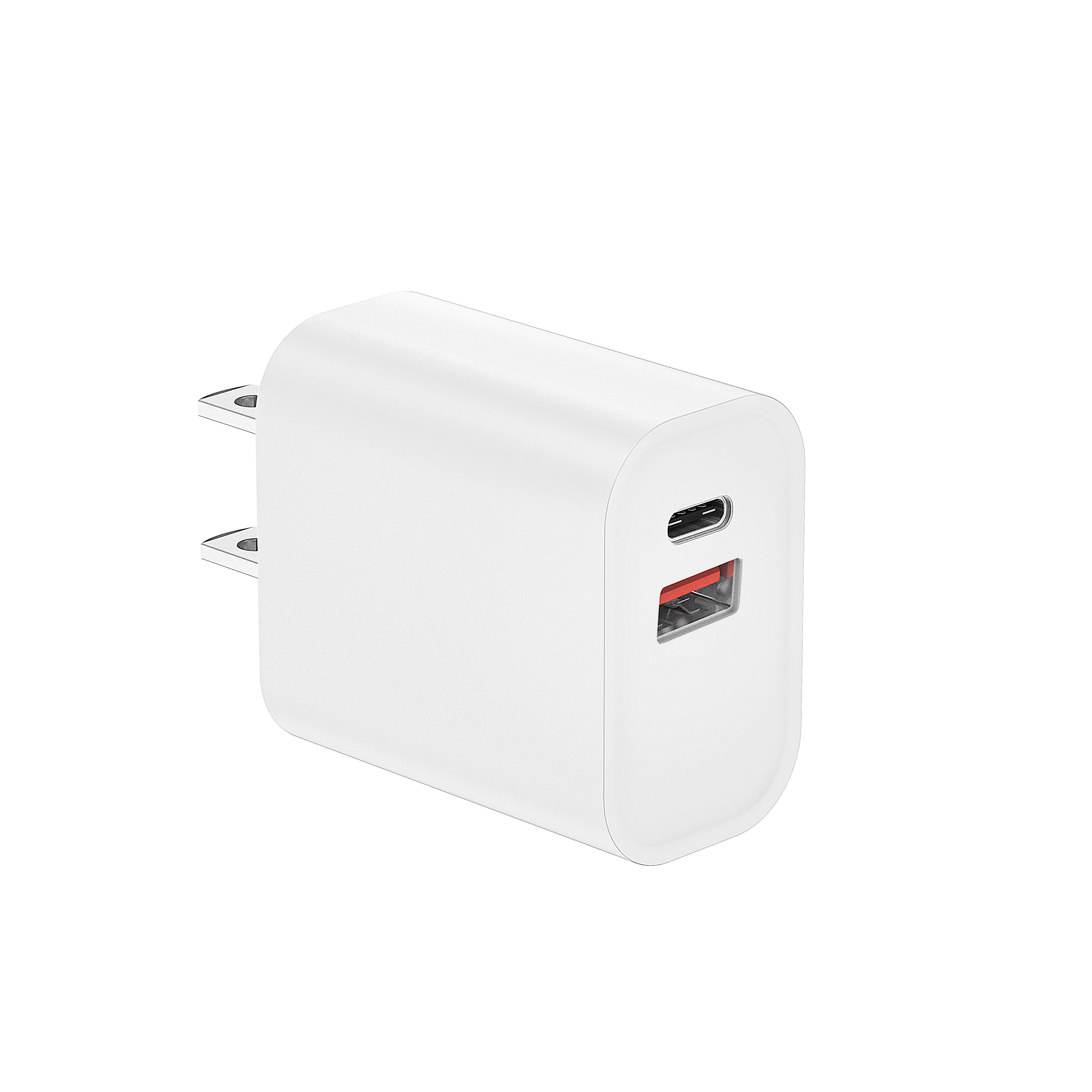 65W PD Fast Charger US Plug, Dual Port USB-C + USB-A Wall Charger for Laptops, iPhone & Samsung